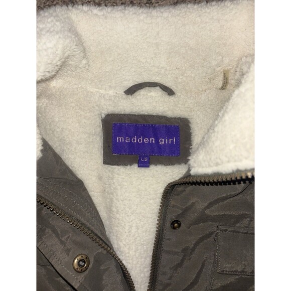 Women’s Madden Girl Olive Green Cotton Blend Zip Up Coat Size L - Picture 3 of 4